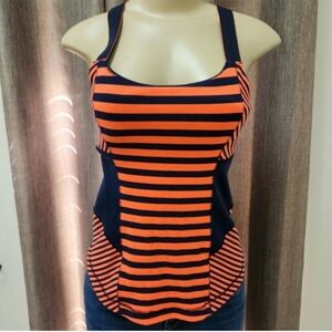 Lululemon Athletica Orange and Blue Striped Top